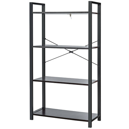 4-Tier Bookshelf Industrial Bookcase Plant Flower Stand, Black Bookcases   at Gallery Canada