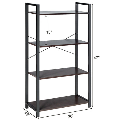 4-Tier Bookshelf Industrial Bookcase Plant Flower Stand, Black Bookcases   at Gallery Canada