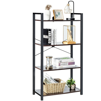 4-Tier Bookshelf Industrial Bookcase Plant Flower Stand, Black Bookcases   at Gallery Canada