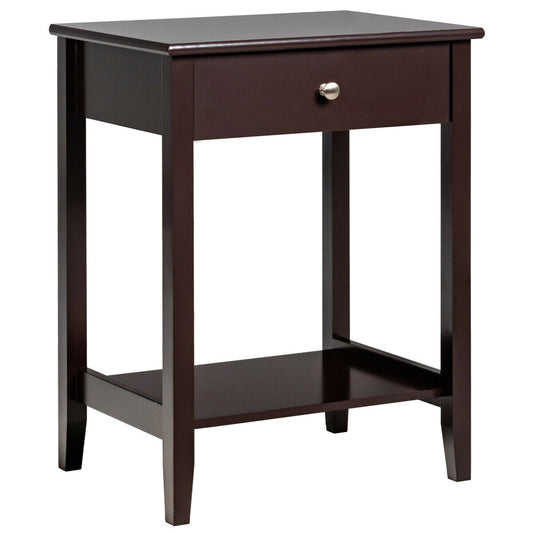 Wooden Bedside Sofa Table with Sliding Drawer, Brown Nightstands Brown at Gallery Canada