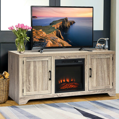 65 Inch Media Component TV Stand with Adjustable Shelves, Natural Entertainment Centers & TV Stands   at Gallery Canada