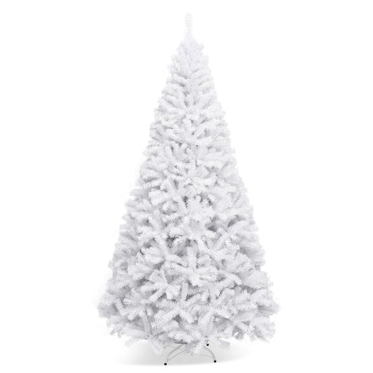 6 Feet / 7.5 Feet / 9 Feet Hinged Artificial Christmas Tree with Metal Stand-9 Feet, White Christmas Tree   at Gallery Canada