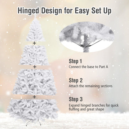 6 Feet / 7.5 Feet / 9 Feet Hinged Artificial Christmas Tree with Metal Stand-9 Feet, White Christmas Tree   at Gallery Canada