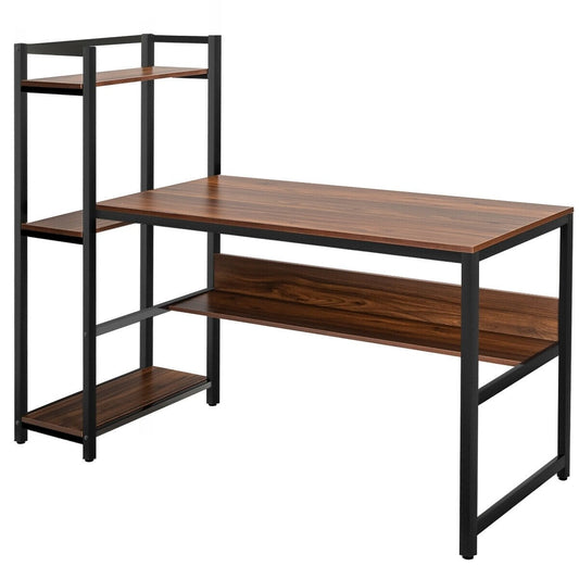 59-Inch Computer Desk Home Office Workstation 4-Tier Storage Shelves, Walnut - Gallery Canada