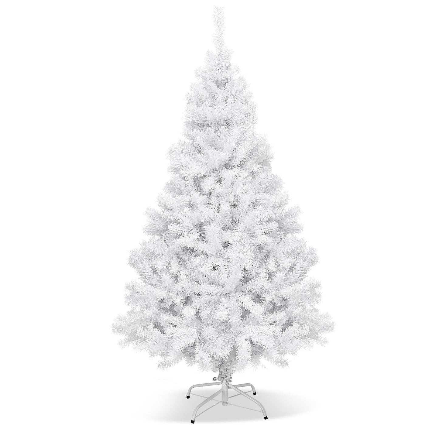 6' / 7.5' / 9' Hinged Artificial Christmas Tree with Metal Stand-6 ft, White Christmas Tree   at Gallery Canada