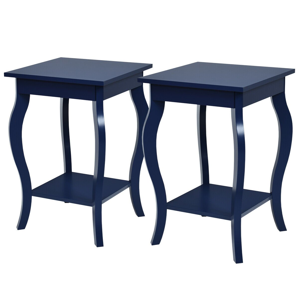 Set of 2 Accent Side Tables with Shelf, Blue - Gallery Canada