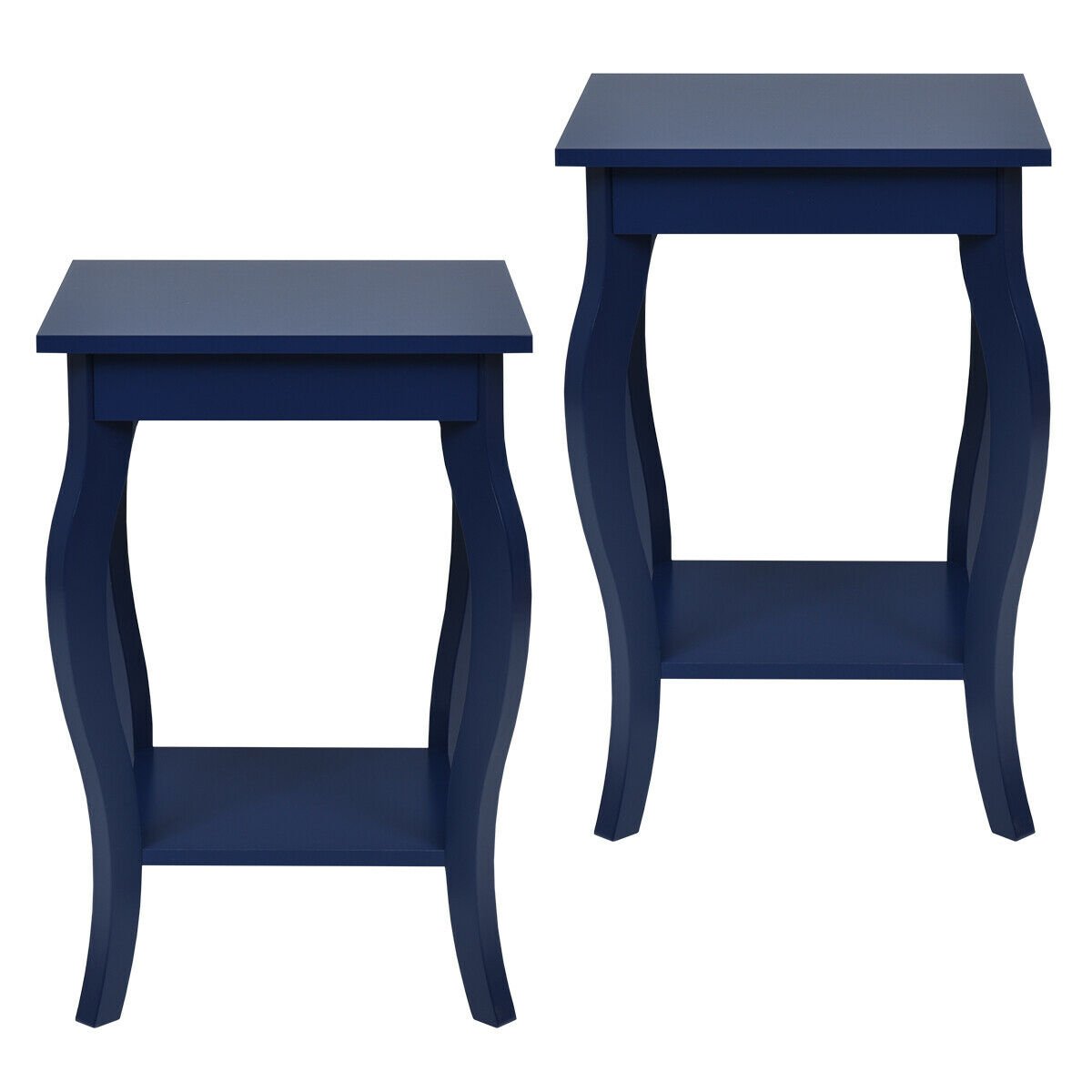 Set of 2 Accent Side Tables with Shelf, Blue - Gallery Canada