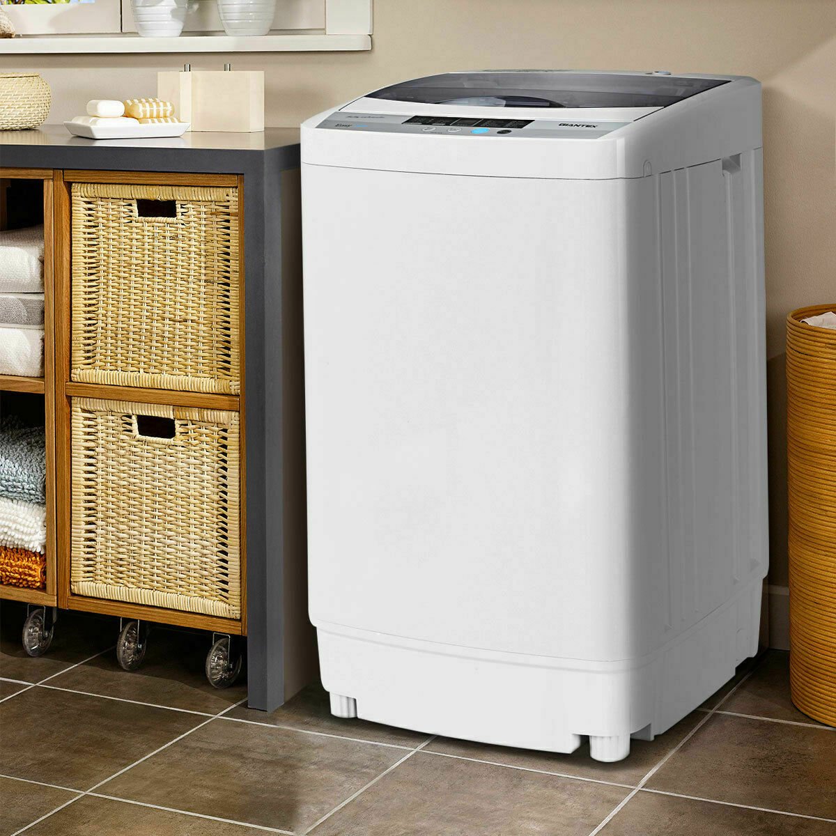 9.92 lbs Full-automatic Washing Machine with 10 Wash Programs, Gray Washing Machines   at Gallery Canada