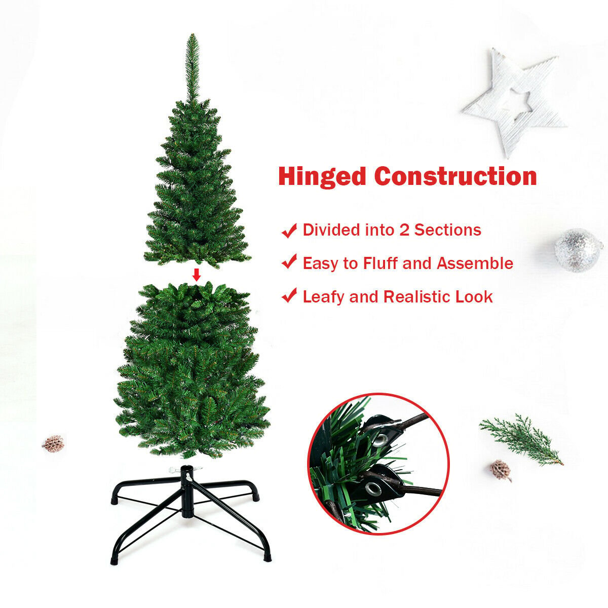 Artificial National Foot Kingswood Fir Pencil Christmas Tree-4.5ft, Green Christmas Tree   at Gallery Canada