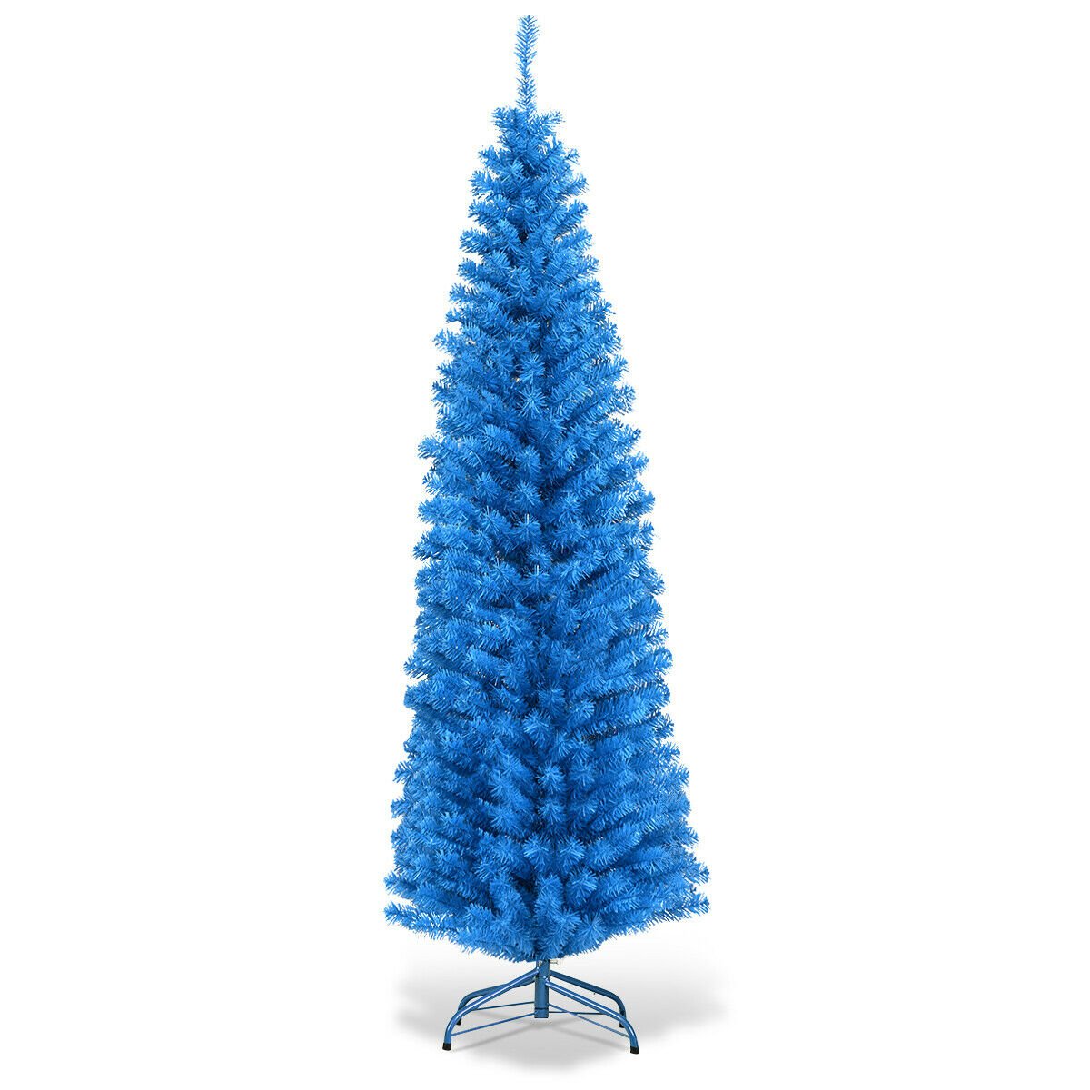 6 Feet Unlit Pencil Slim Tree Artificial Christmas Tree, Blue Christmas Tree   at Gallery Canada