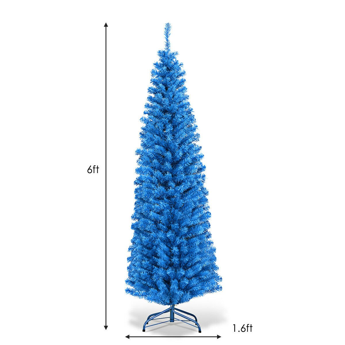 6 Feet Unlit Pencil Slim Tree Artificial Christmas Tree, Blue Christmas Tree   at Gallery Canada