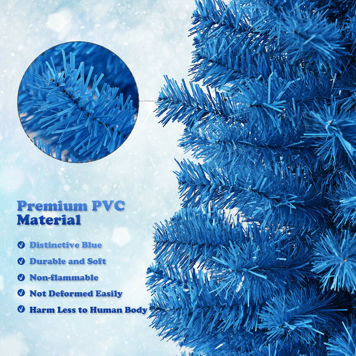 6 Feet Unlit Pencil Slim Tree Artificial Christmas Tree, Blue Christmas Tree   at Gallery Canada