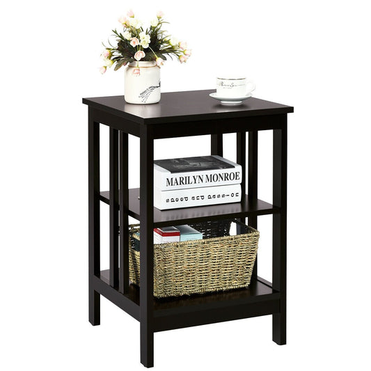 3-tier Side Table Nightstand with Stable Structure, Dark Brown Nightstands   at Gallery Canada