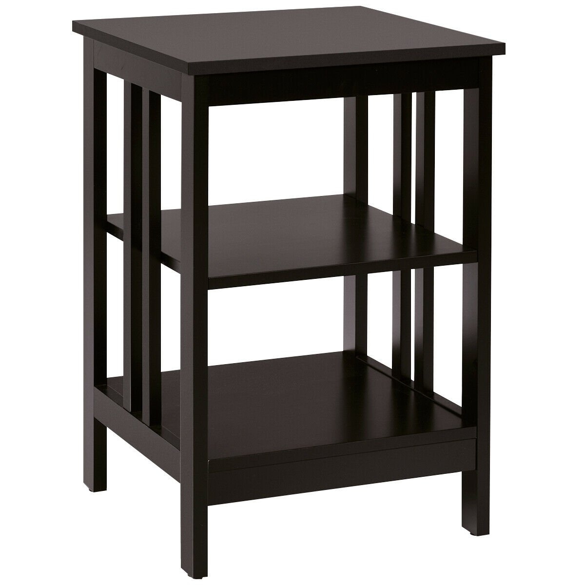 3-tier Side Table Nightstand with Stable Structure, Dark Brown - Gallery Canada