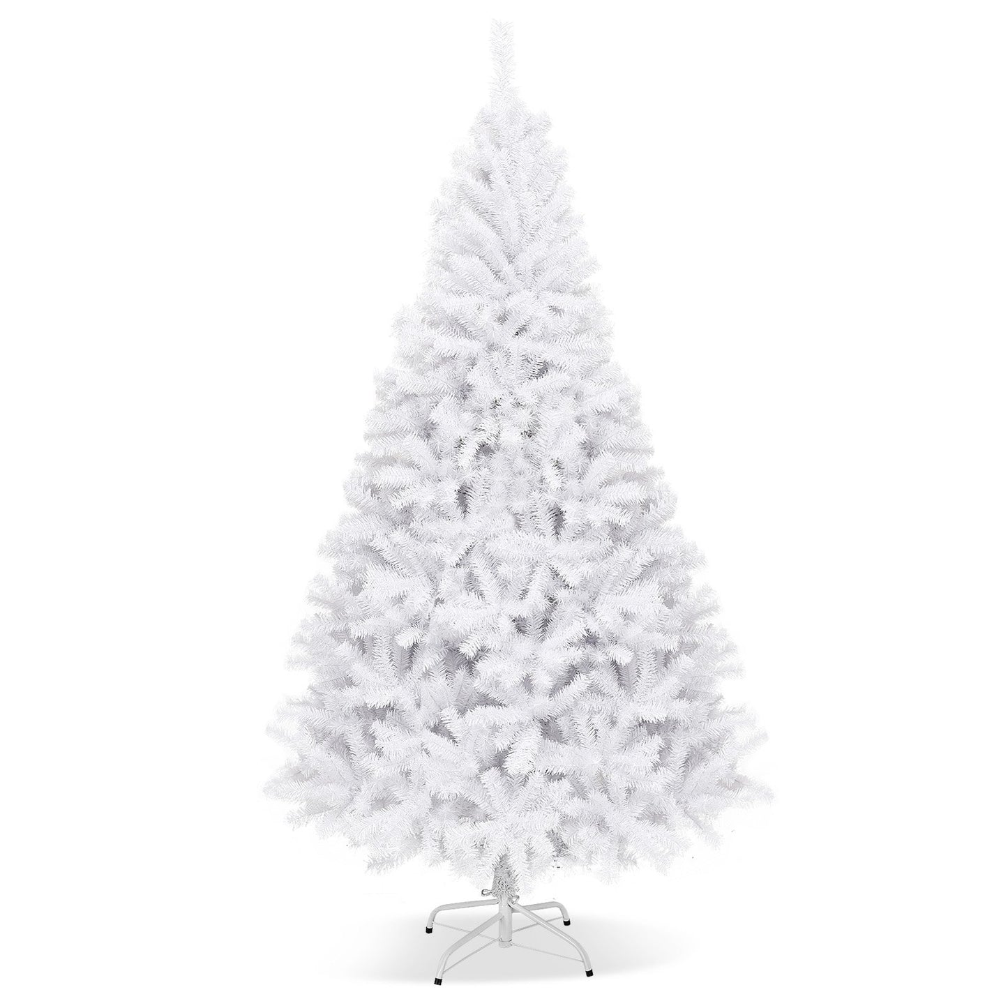 6 Feet / 7.5 Feet / 9 Feet Hinged Artificial Christmas Tree with Metal Stand-7.5 Feet, White Christmas Tree   at Gallery Canada