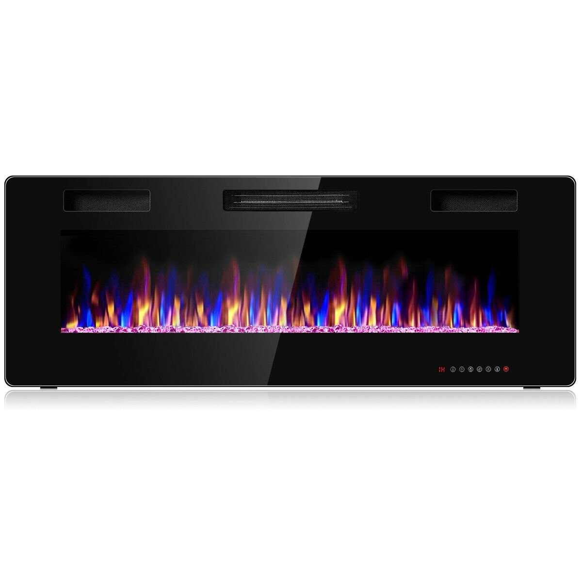 50 Inch Recessed Ultra Thin Electric Fireplace with Timer, Black Fireplaces   at Gallery Canada