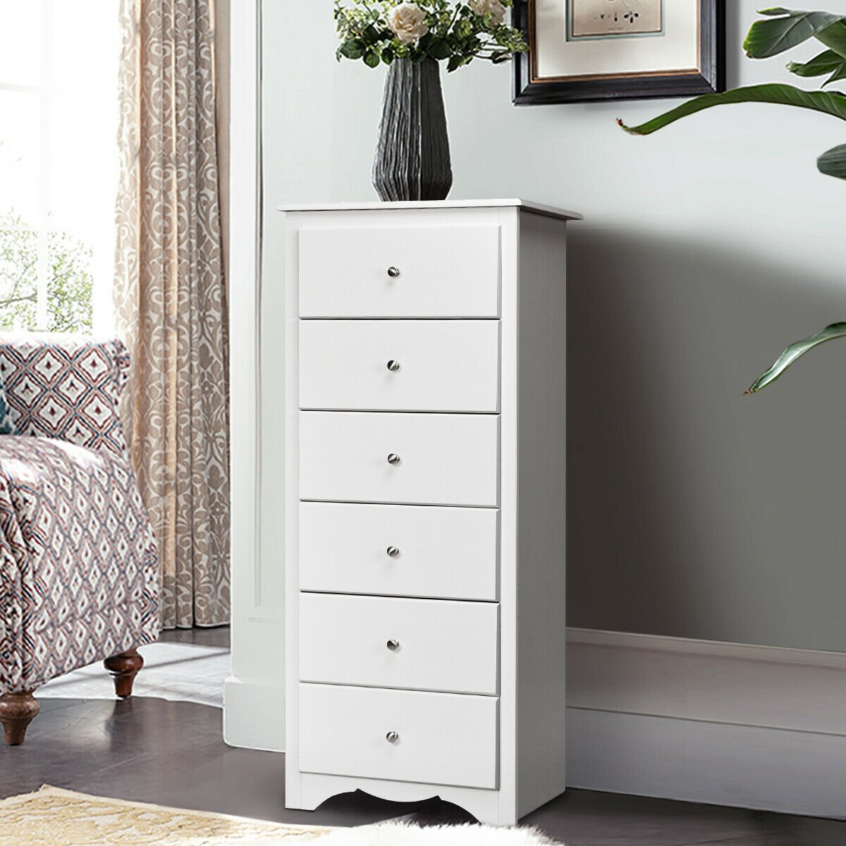 6 Drawers Chest Dresser Clothes Storage Bedroom Furniture Cabinet, White Dressers & Chests   at Gallery Canada