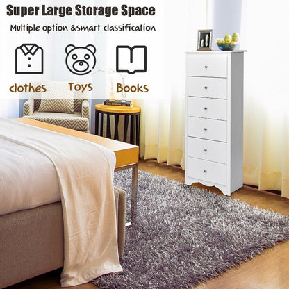 6 Drawers Chest Dresser Clothes Storage Bedroom Furniture Cabinet, White Dressers & Chests   at Gallery Canada