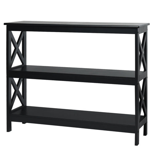 3-Tier Console X-Design Sofa Side Accent Table, Black