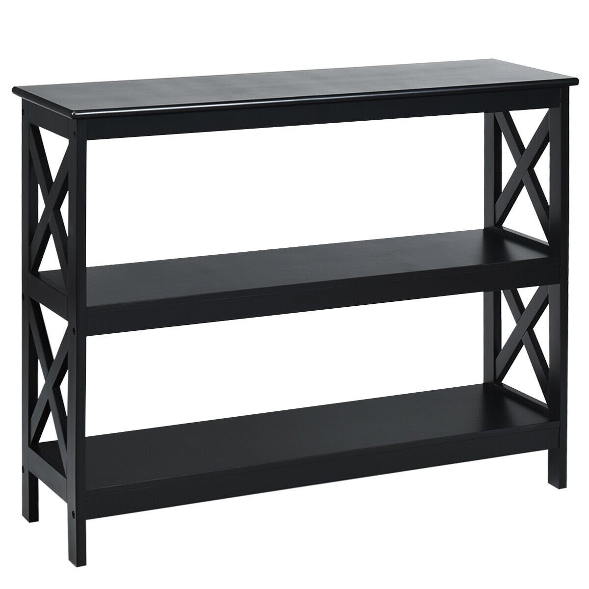 3-Tier Console X-Design Sofa Side Accent Table, Black Console Tables   at Gallery Canada