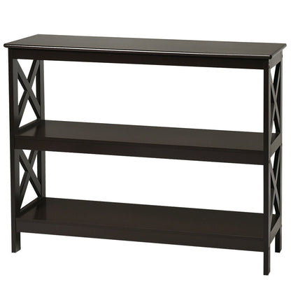 3-Tier Console X-Design Sofa Side Accent Table, Dark Brown Console Tables   at Gallery Canada