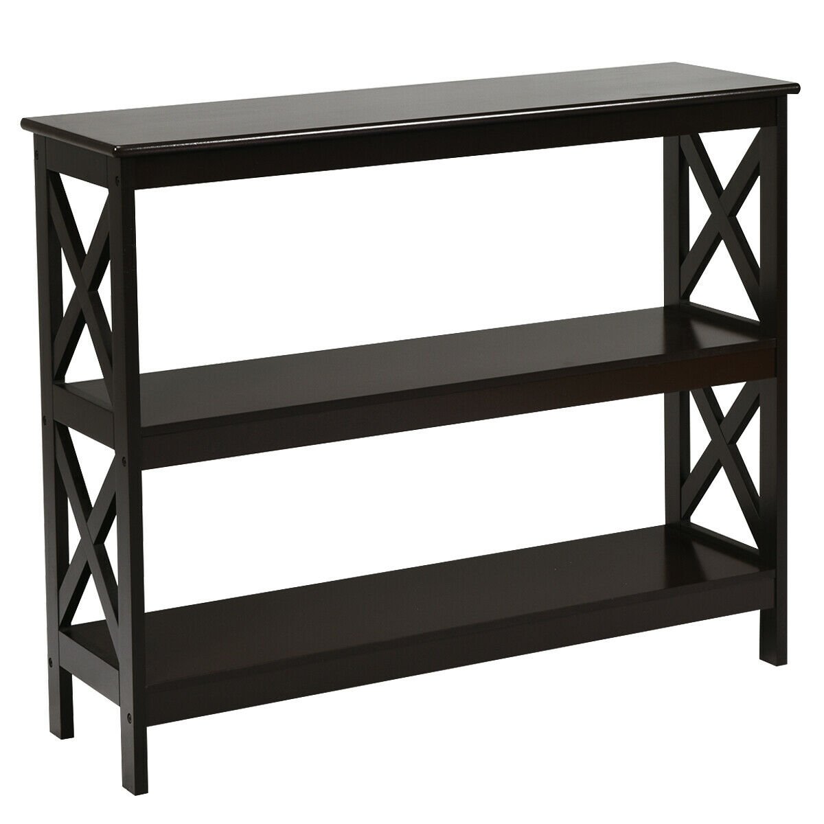 3-Tier Console X-Design Sofa Side Accent Table, Dark Brown Console Tables   at Gallery Canada