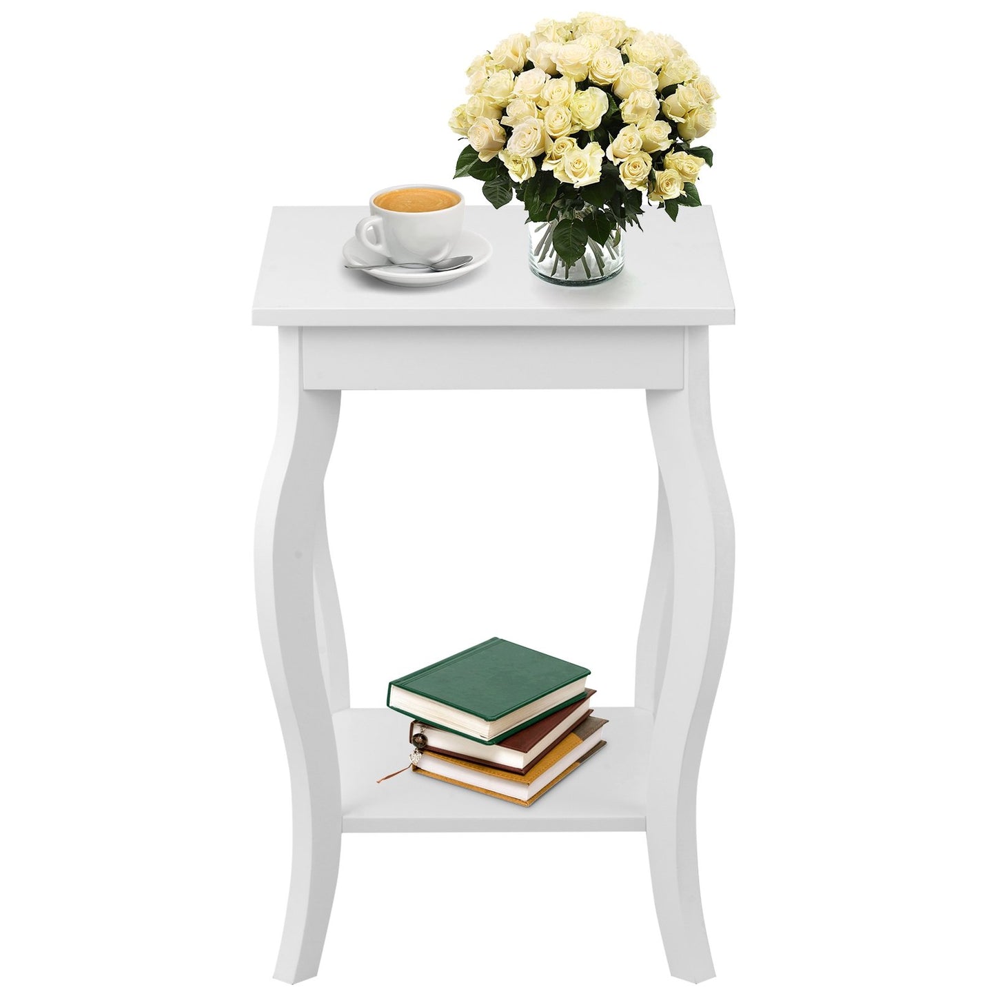 Set of 2 Accent Side Tables with Shelf, White - Gallery Canada