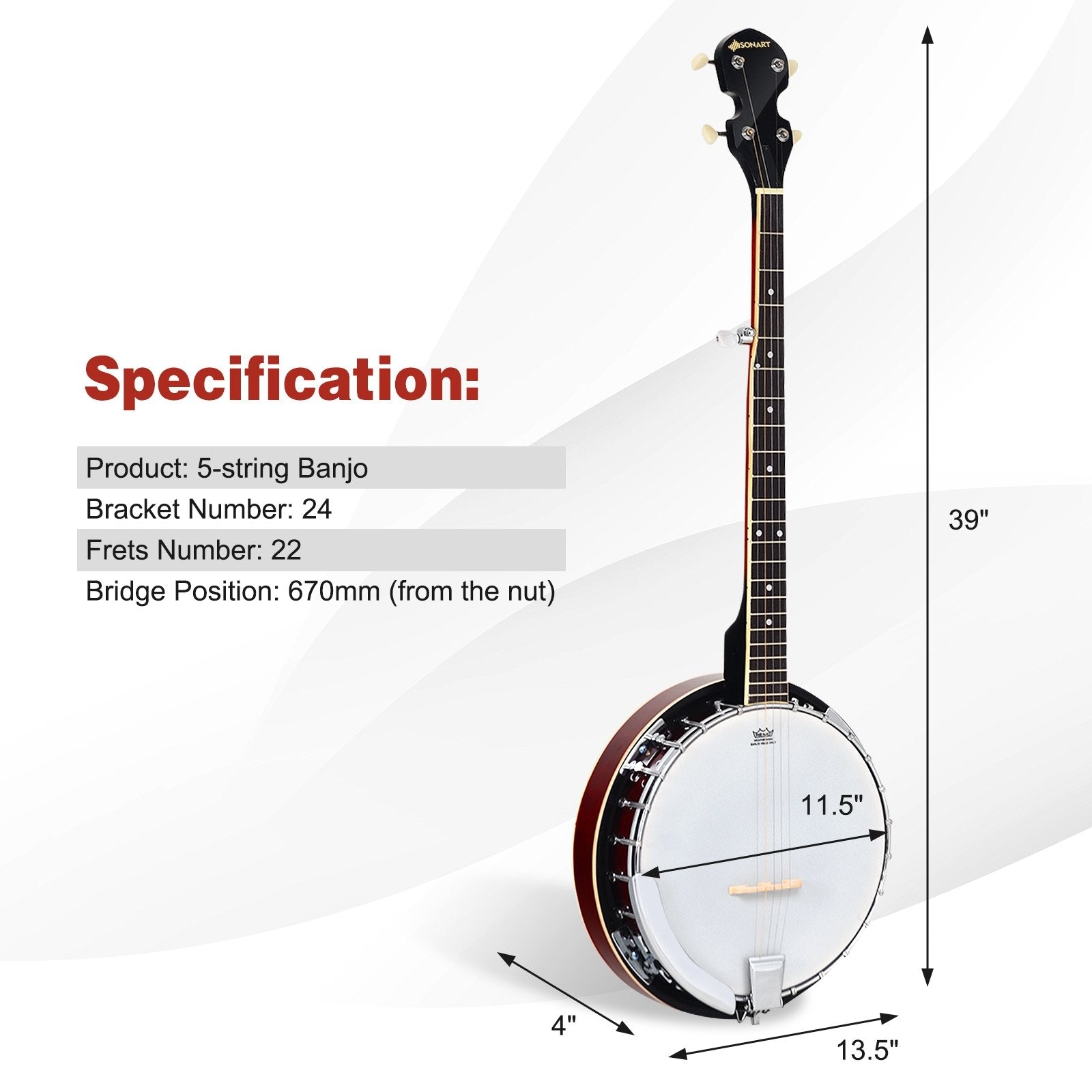 5-String Geared Tunable Banjo with case, Black Guitar & Strings at Gallery Canada