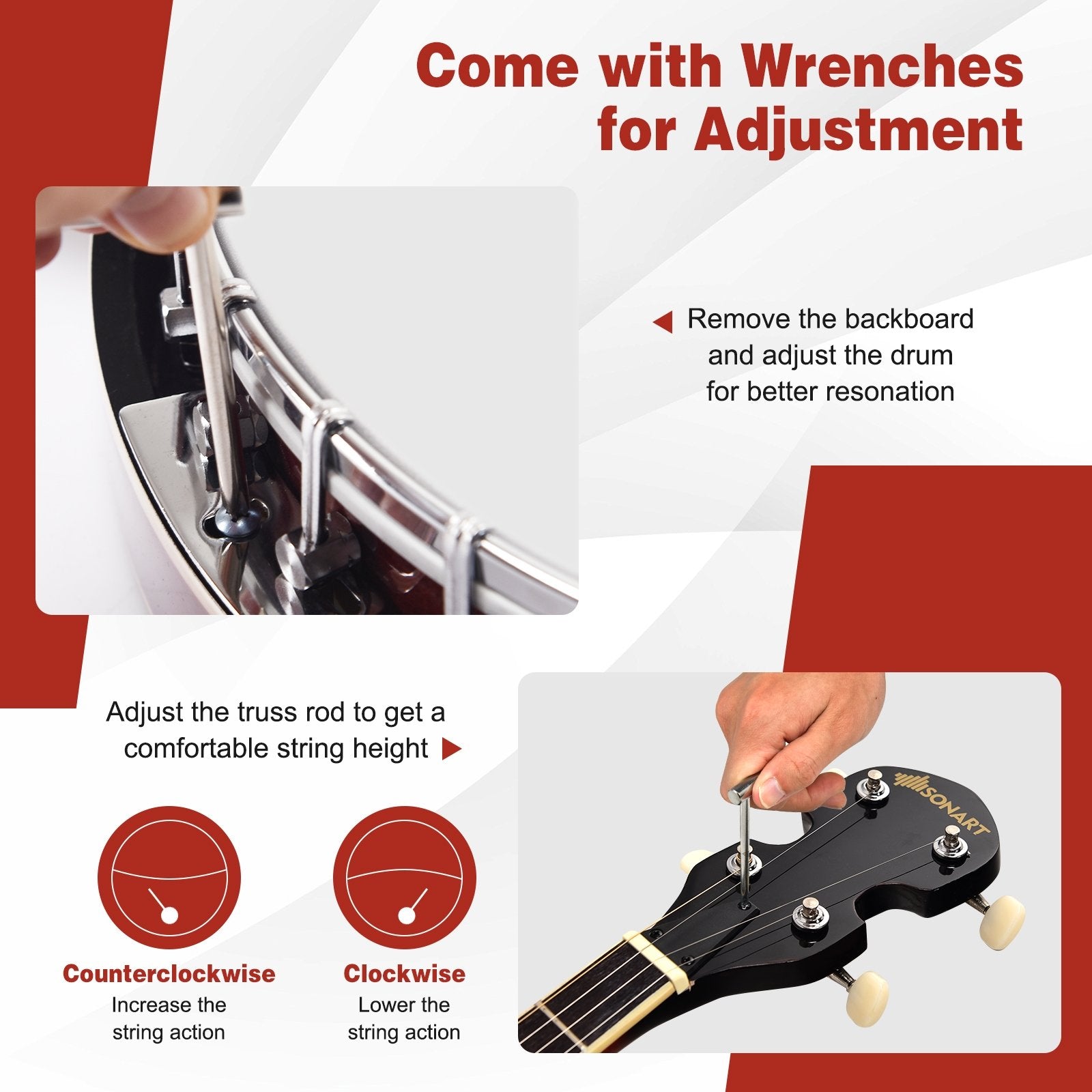 5-String Geared Tunable Banjo with case, Black Guitar & Strings at Gallery Canada
