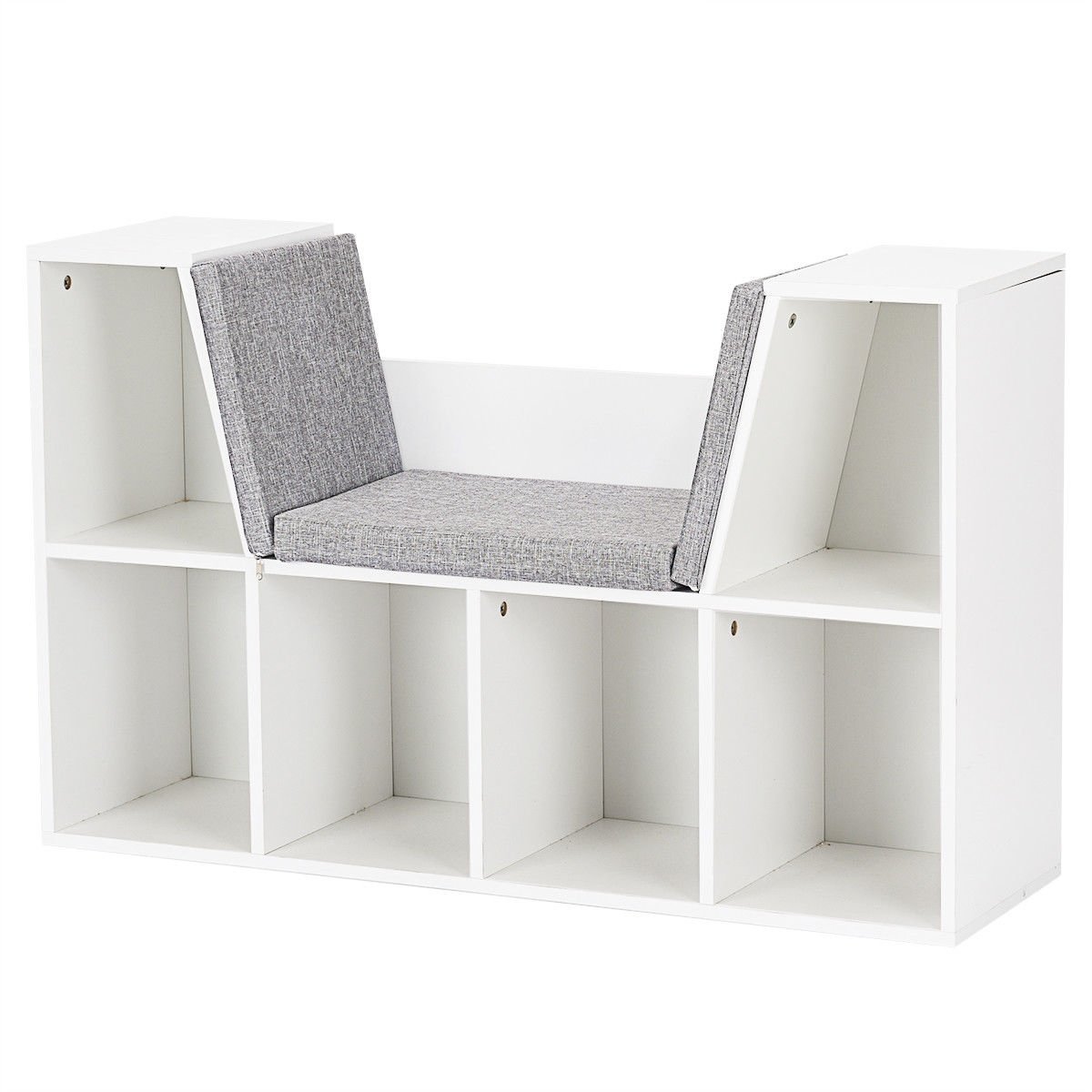 6-Cubby Kid Storage Bookcase Cushioned Reading Nook, White Kids Storage   at Gallery Canada