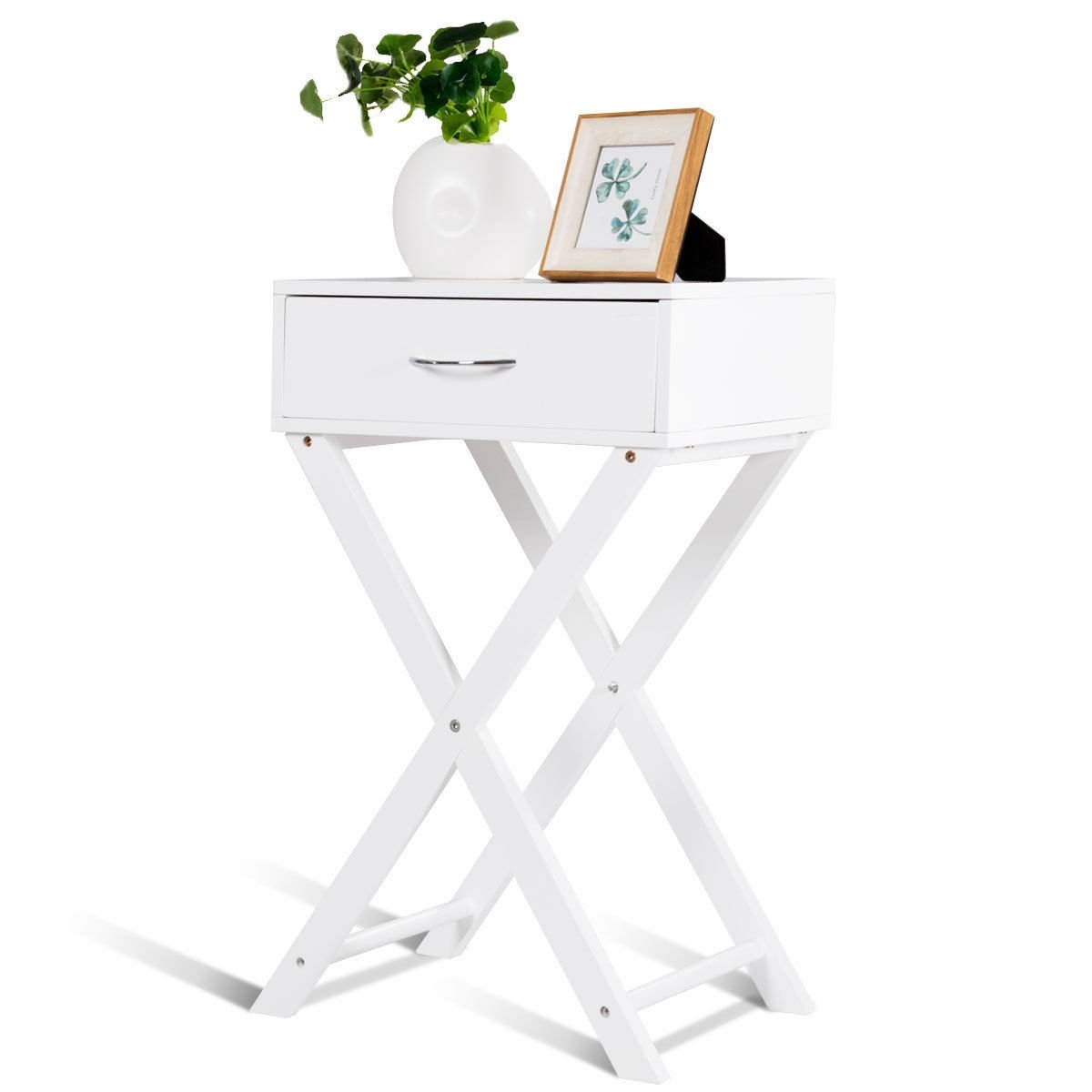 Modern X-Shape Accent Side End Table, White End & Side Tables   at Gallery Canada