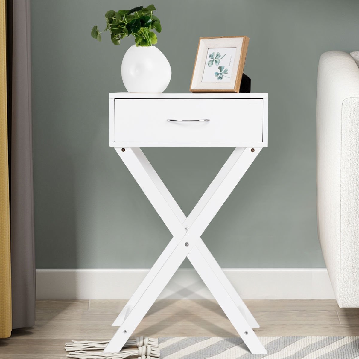 Modern X-Shape Accent Side End Table, White End & Side Tables   at Gallery Canada