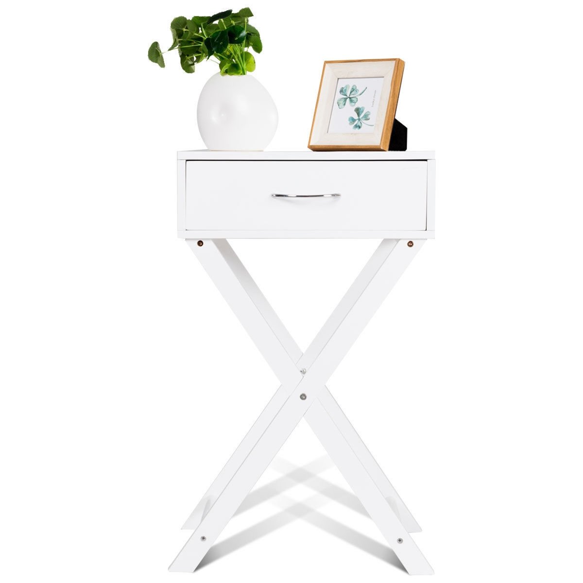 Modern X-Shape Accent Side End Table, White End & Side Tables   at Gallery Canada