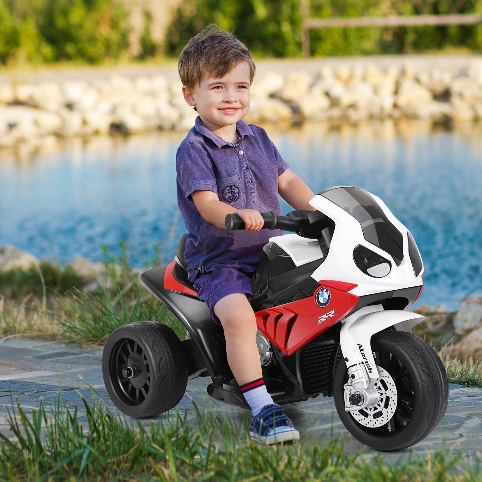 6V Kids 3 Wheels Riding BMW Licensed Electric Motorcycle, Red Powered Ride On Toys   at Gallery Canada