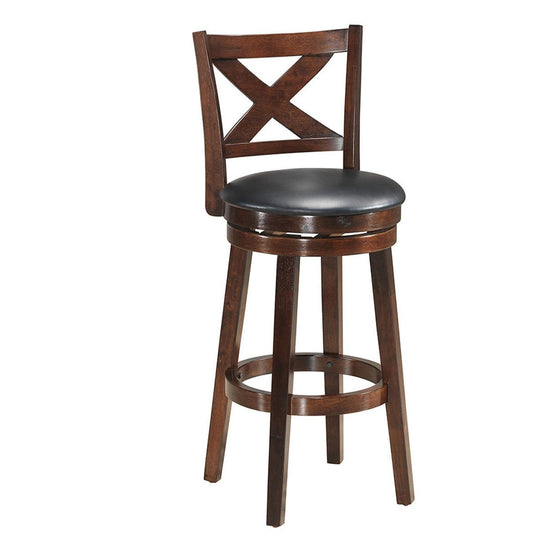 Swivel X-back Upholstered Counter Height Bar Stool with PVC Cushioned Seat-29 Inch, Brown - Gallery Canada
