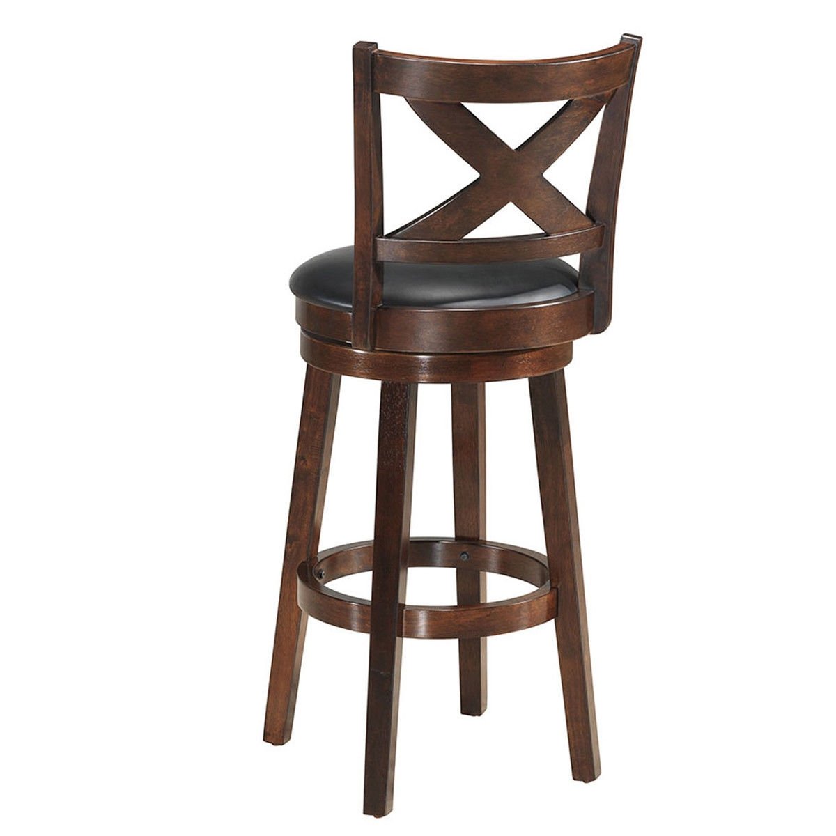 Swivel X-back Upholstered Counter Height Bar Stool with PVC Cushioned Seat-29 Inch, Brown Bar Stools   at Gallery Canada