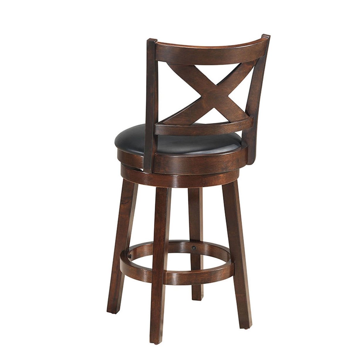 Swivel X-back Upholstered Counter Height Bar Stool with PVC Cushioned Seat-24 Inch, Brown Bar Stools   at Gallery Canada