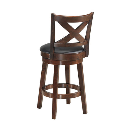 Swivel X-back Upholstered Counter Height Bar Stool with PVC Cushioned Seat-24 Inch, Brown Bar Stools   at Gallery Canada