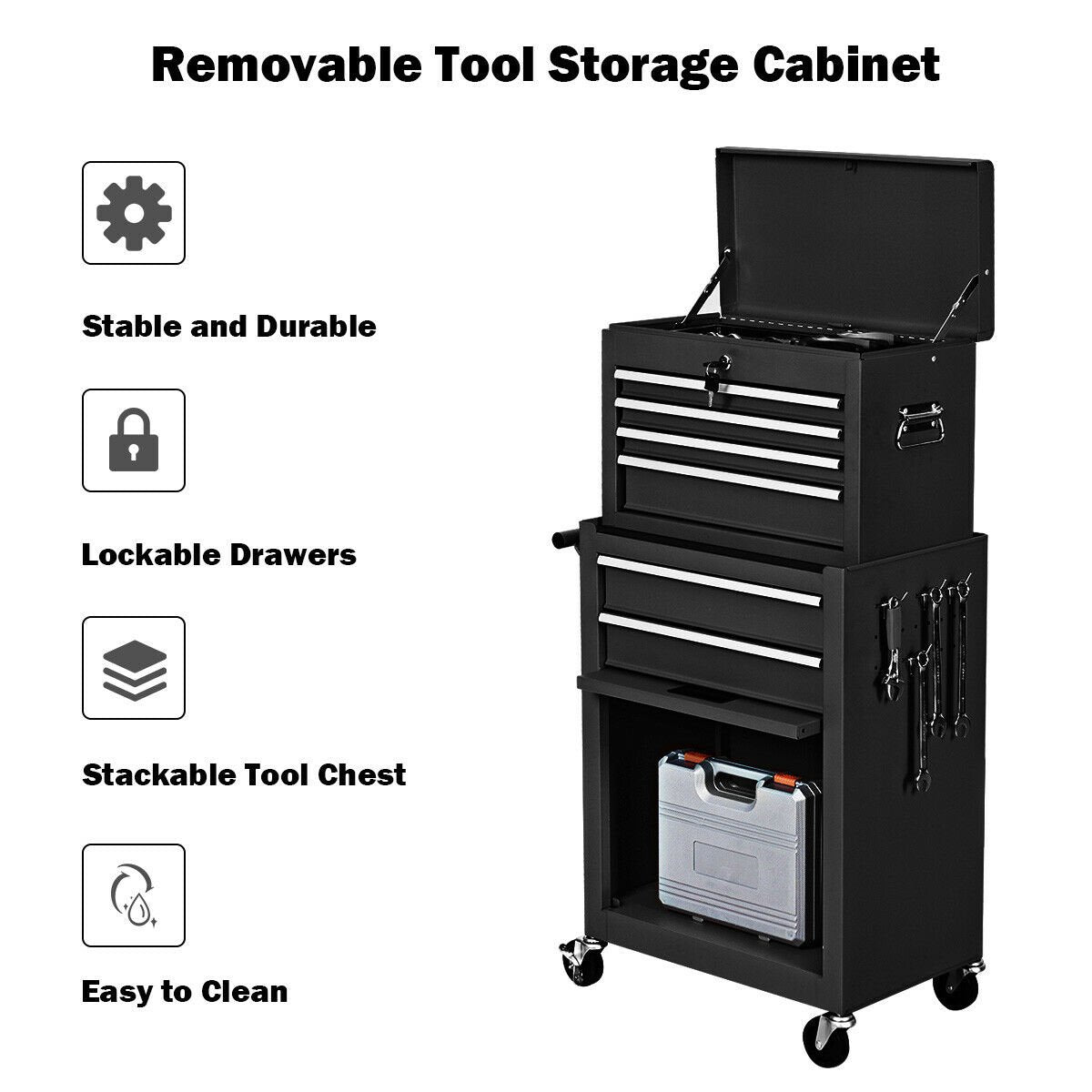 Rolling Cabinet Storage Chest Box Garage Toolbox, Black Outdoor Storage & Garages at Gallery Canada
