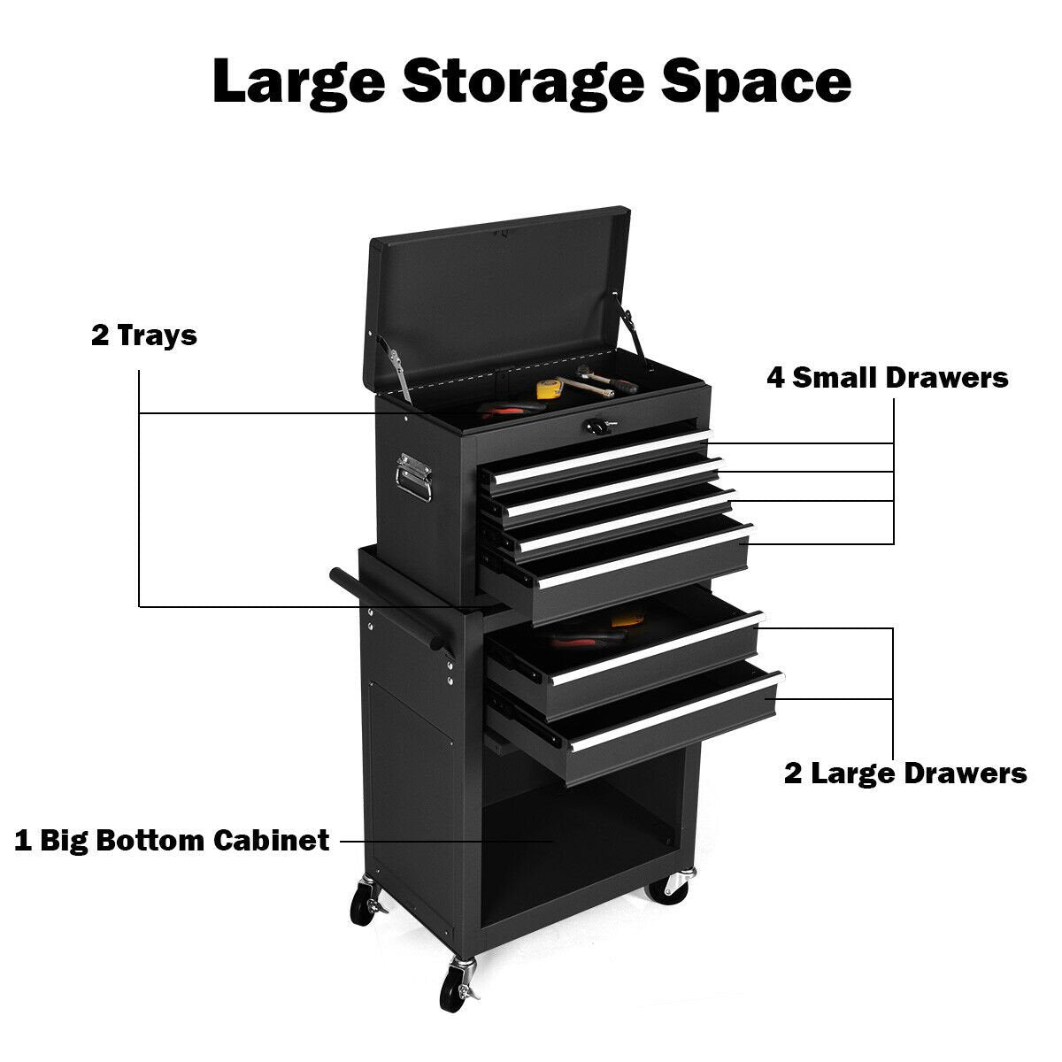 Rolling Cabinet Storage Chest Box Garage Toolbox, Black Outdoor Storage & Garages at Gallery Canada