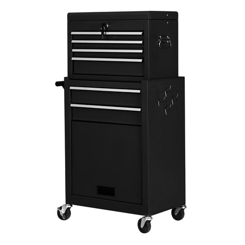Rolling Cabinet Storage Chest Box Garage Toolbox, Black