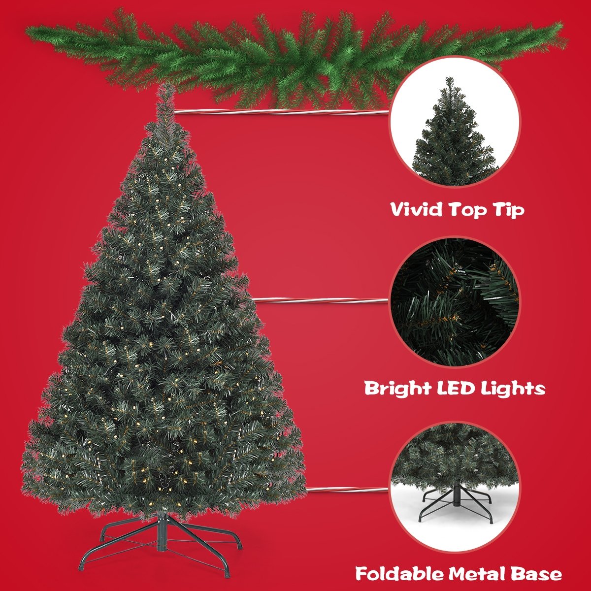 4.5 Feet PVC Pre-lit Artificial Hinged Christmas Tree , Green Christmas Tree   at Gallery Canada