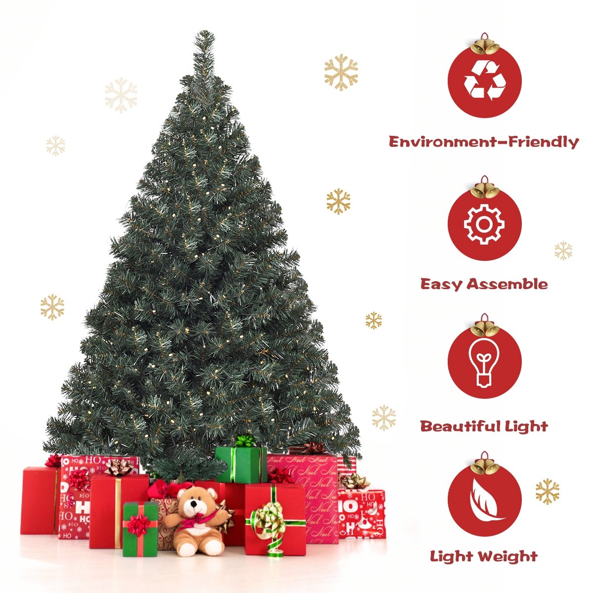 4.5 Feet PVC Pre-lit Artificial Hinged Christmas Tree , Green Christmas Tree   at Gallery Canada