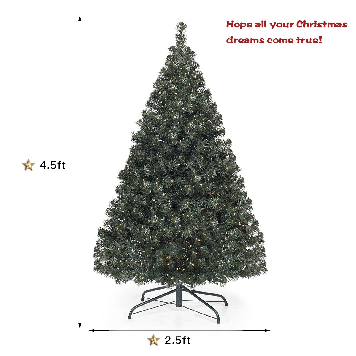 4.5 Feet PVC Pre-lit Artificial Hinged Christmas Tree , Green Christmas Tree   at Gallery Canada