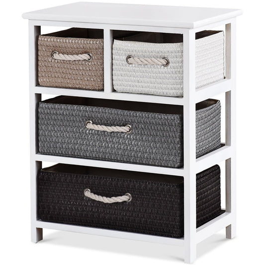 Storage Drawer Nightstand Woven Basket Cabinet Bedside Table, Multicolor Dressers & Chests   at Gallery Canada