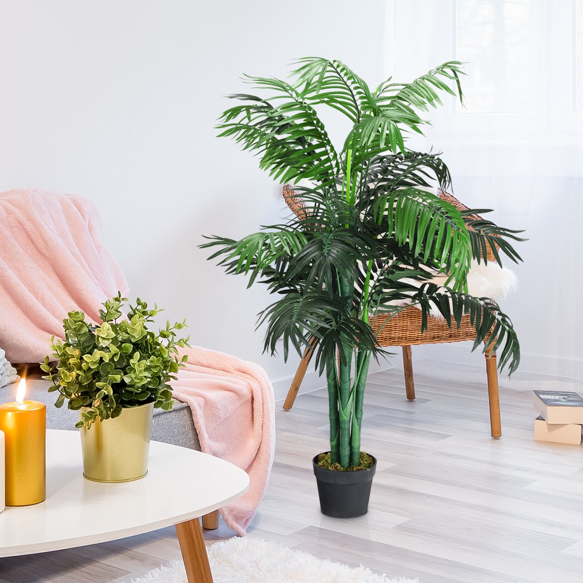 3.5 Feet Artificial Areca Palm Decorative Silk Tree with Basket, Green Faux Plants   at Gallery Canada