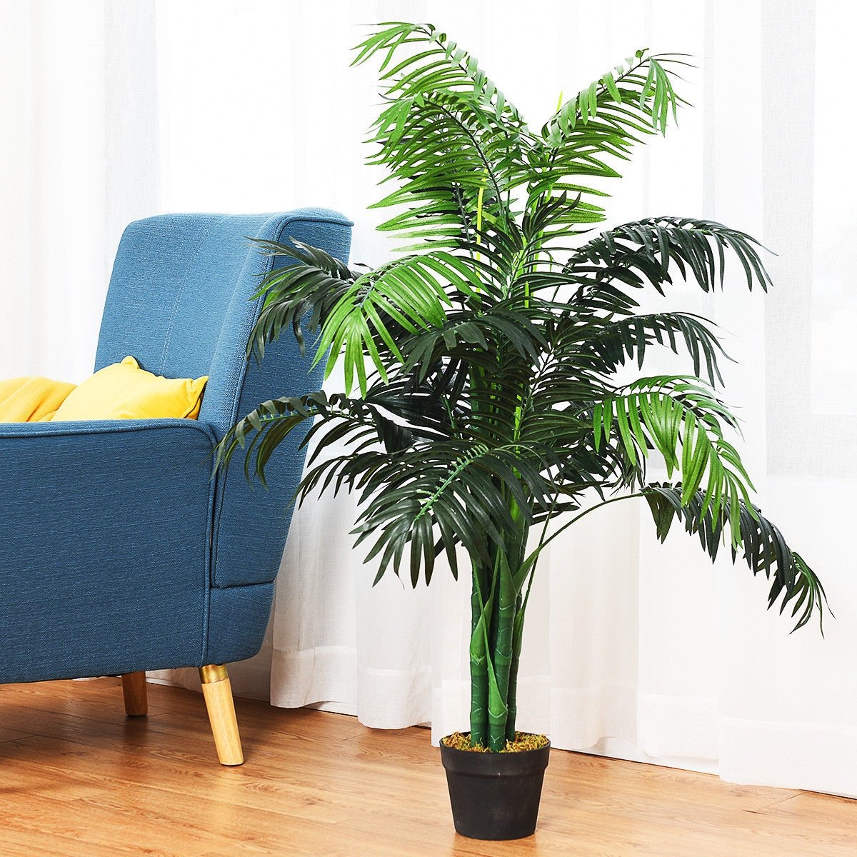 3.5 Feet Artificial Areca Palm Decorative Silk Tree with Basket, Green Faux Plants   at Gallery Canada