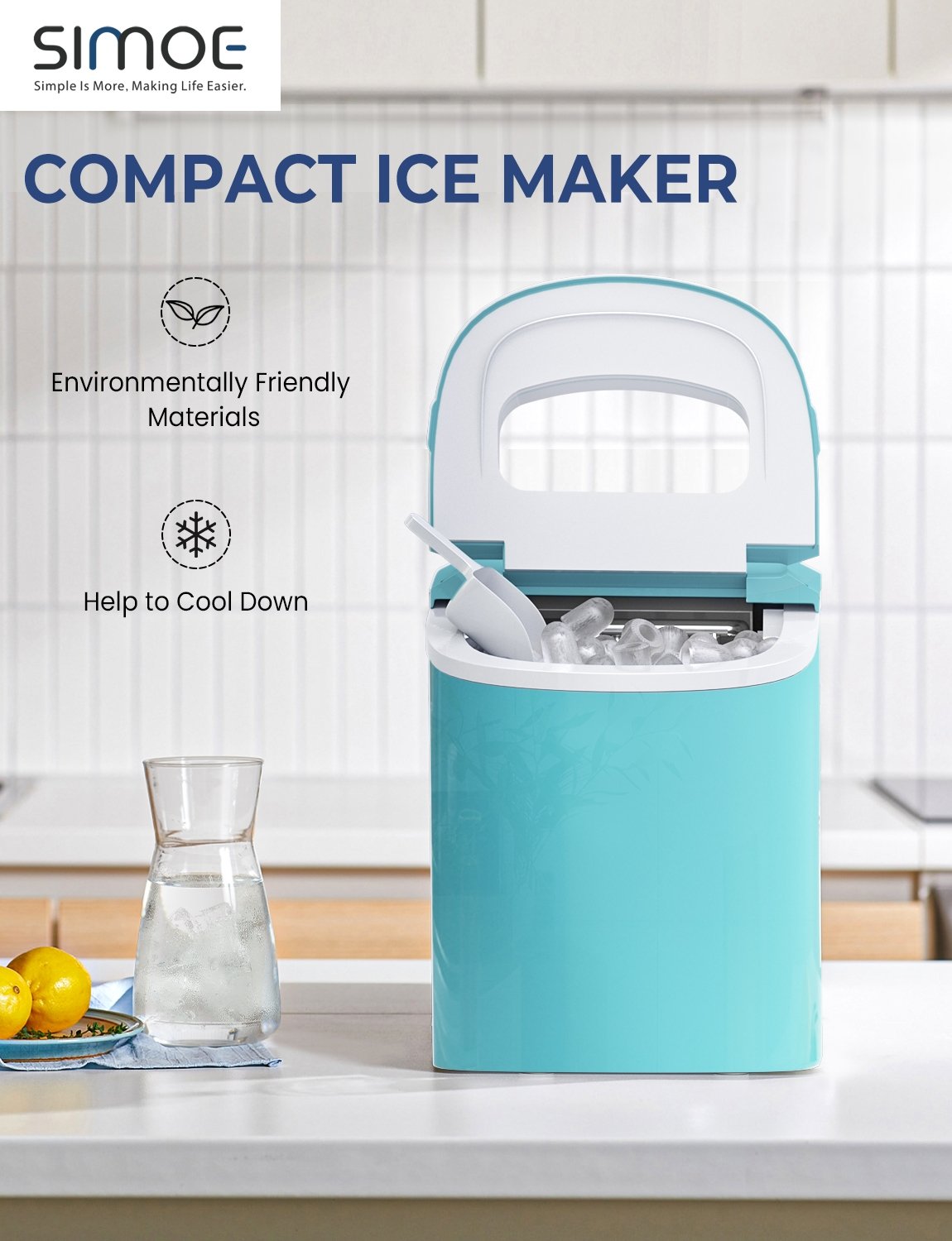 Mini Portable Compact Electric Ice Maker Machine, Green Ice Makers   at Gallery Canada