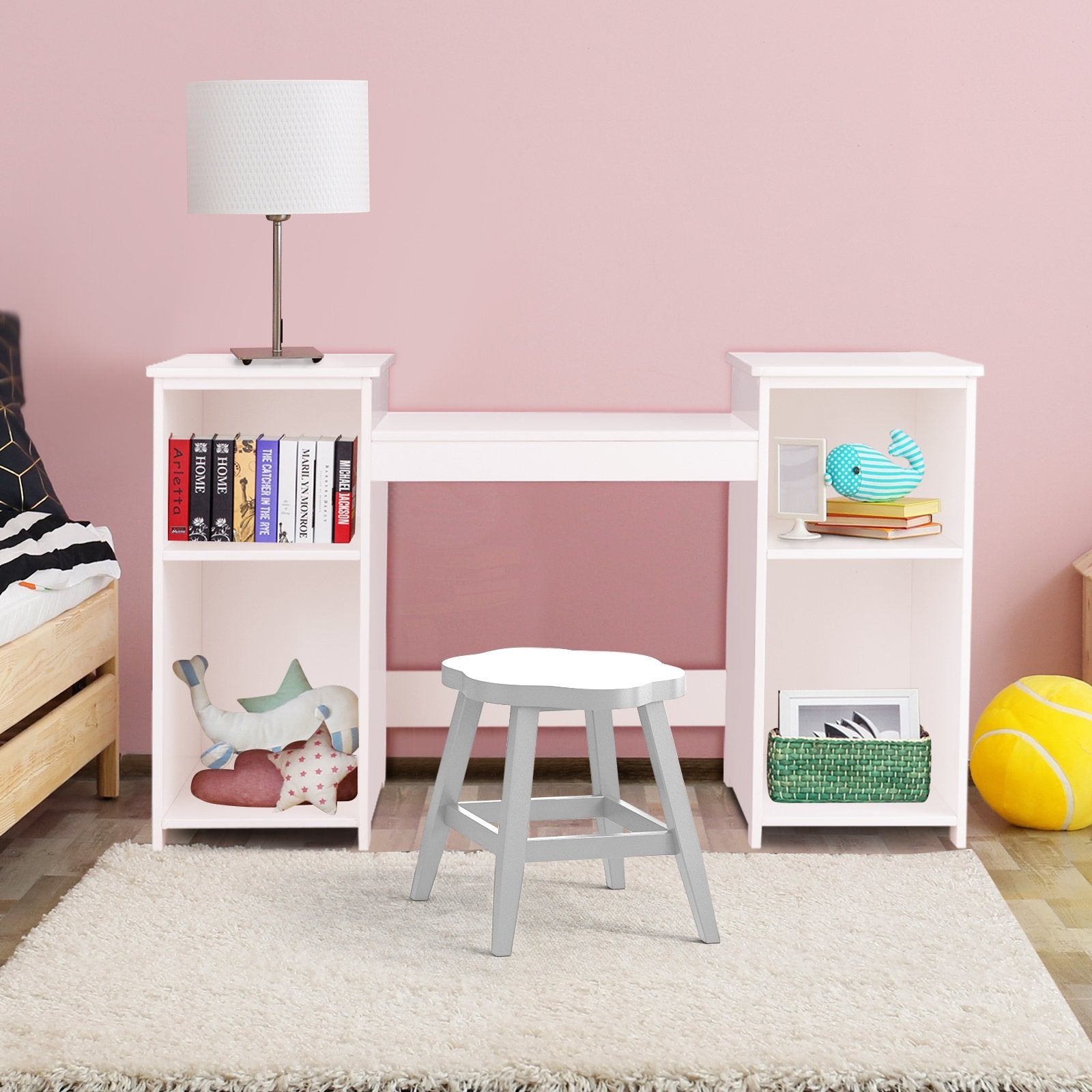 Kids Tri Folding Mirror Makeup Dressing Vanity Table Set, White Kids Vanities   at Gallery Canada