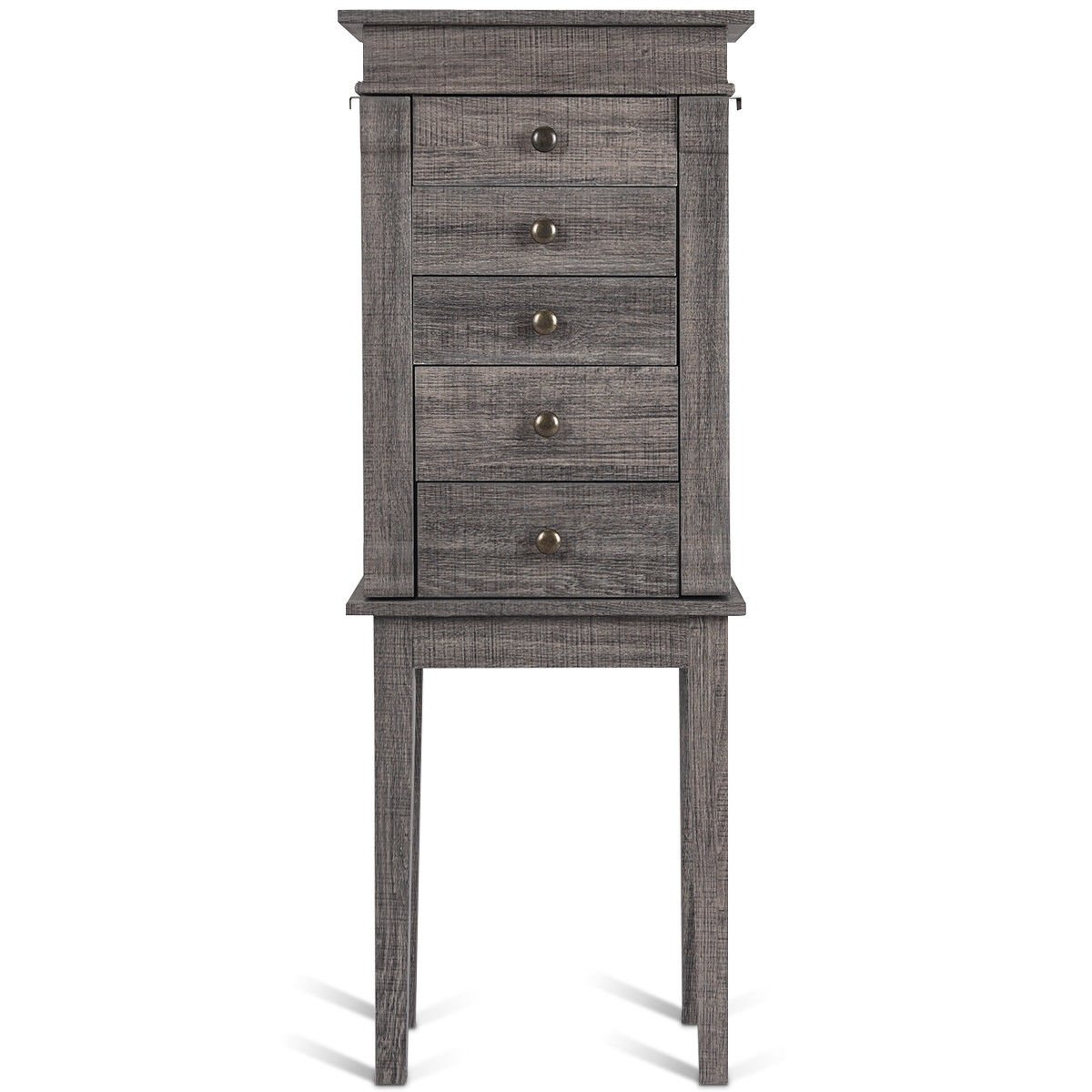 Standing Jewelry Cabinet Storage Organizer with Wooden Legs, Gray Jewelry Armoires   at Gallery Canada